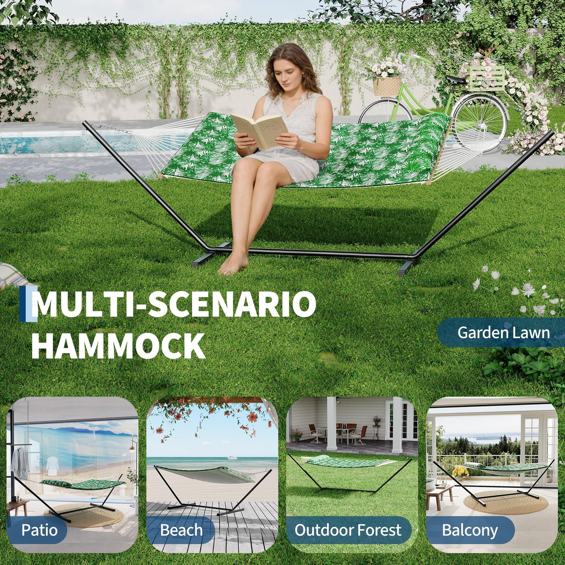 Garvee hamaca doble acolchada con soporte